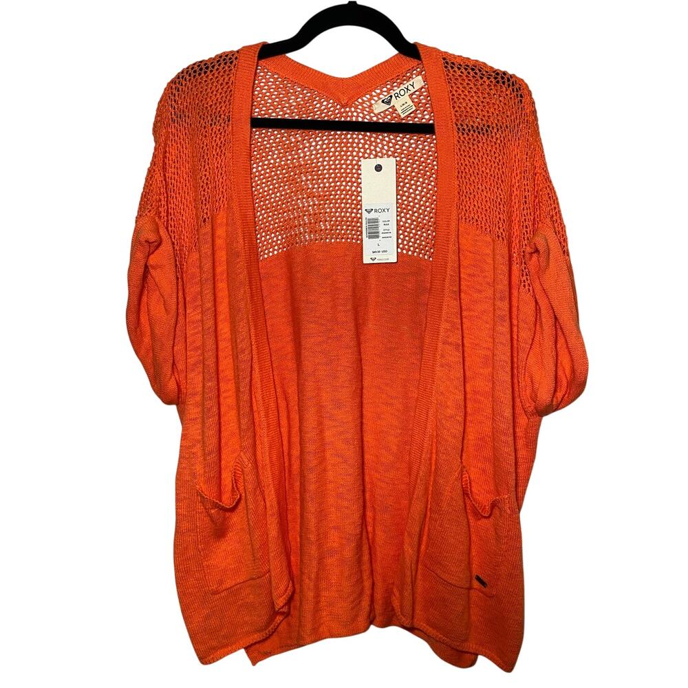 Roxy - Bright Coral Orange Cardigan - New with Tags & Pockets